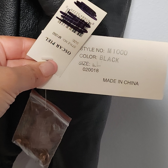 OSCAR PIEL Leather USA Flag Jacket Mens Large Black Red White Blue Stars Stripes - Picture 6 of 15